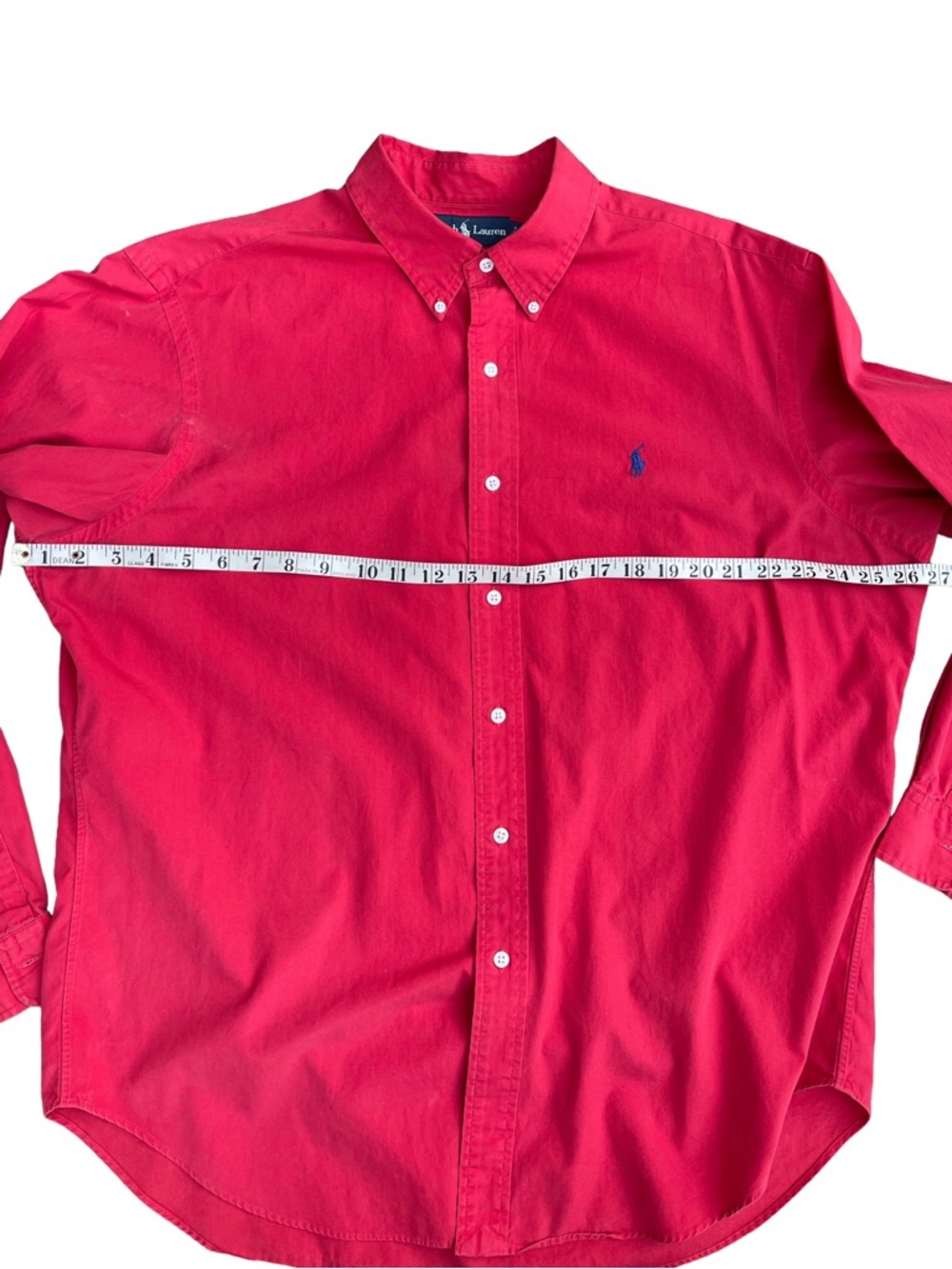 Ralph Lauren Red Long-Sleeve Button-Down Shirt with Blue Pony - Picture 6 of 7